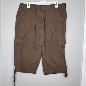 St. John's‎ Bay Brown Cargo Shorts | Size 14P Women's Drawstring Stretch Capris